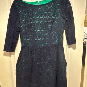 Navy and Green Lace Dress